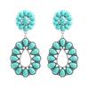 Европейские и американские богемные цветочные серьги-капли с имитацией бирюзы для женщин