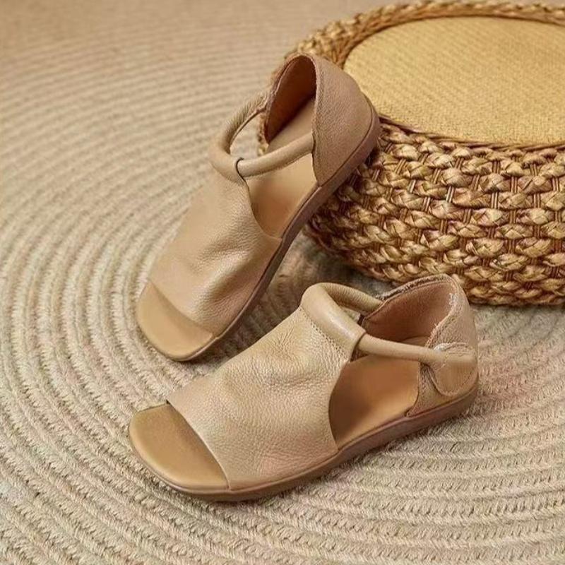 Fashion Womens Sandals Open Toe Womens Flat Shoes Retro Soft Sole Mom Shoes Non Slip Comfortable Women Shoes Summer New Zapatos De Mujer