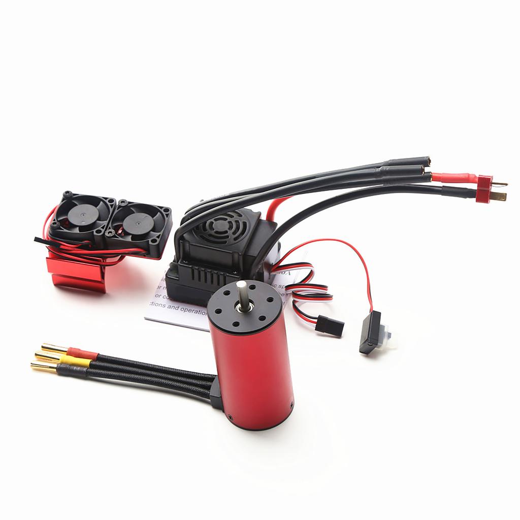 S3670 2150KV Brushless Motor Sensorless Waterproof Motor and 120A Brushless ESC T Plug Heat Sink Replacement for HSP
