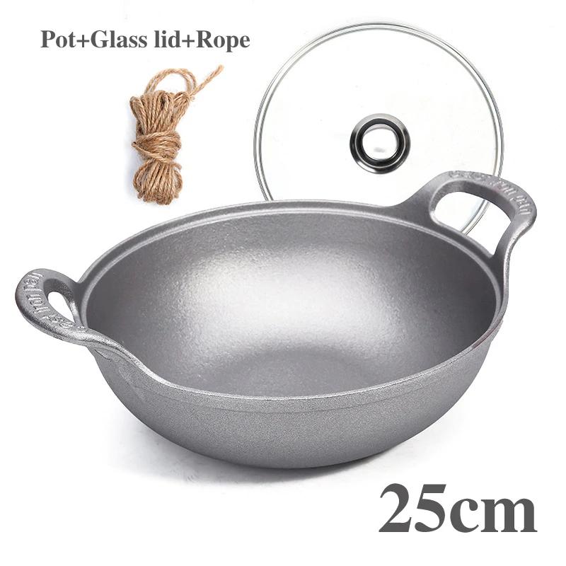 Чугунок старого образца Без покрытия Фритюрница Кастрюля для тушения Сковорода Сковорода с антипригарным покрытием С плоским дном Индукционная плита газовая универсальная Котел вок сковорода