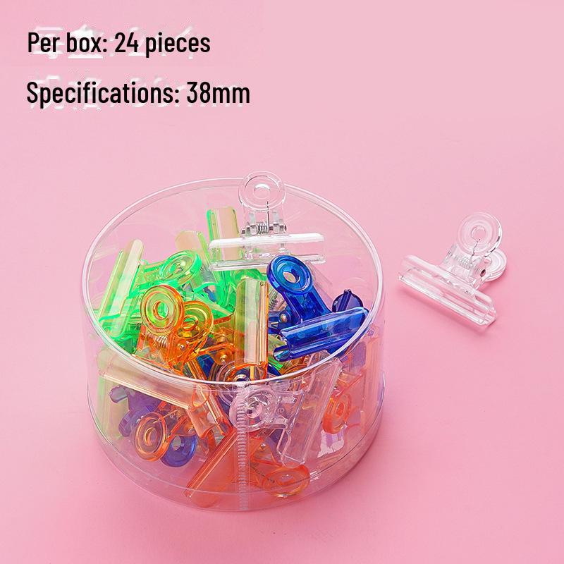 Красочные прозрачные маленькие круглые зажимы для билетов - симпатичный дизайн с длинным хвостом для фиксации файлов и книг, большой ствол