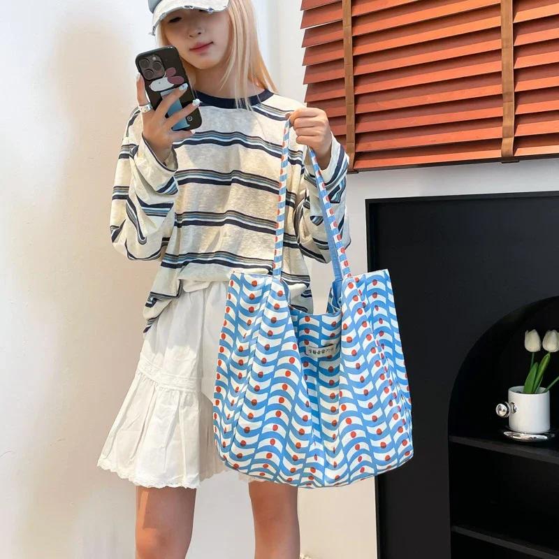 CANVAS Soft Thread Zipper Top-Handle Bags 2025 Fashion Versatile Youth Women's Handbags Large Capacity Patchwork Women's Bags