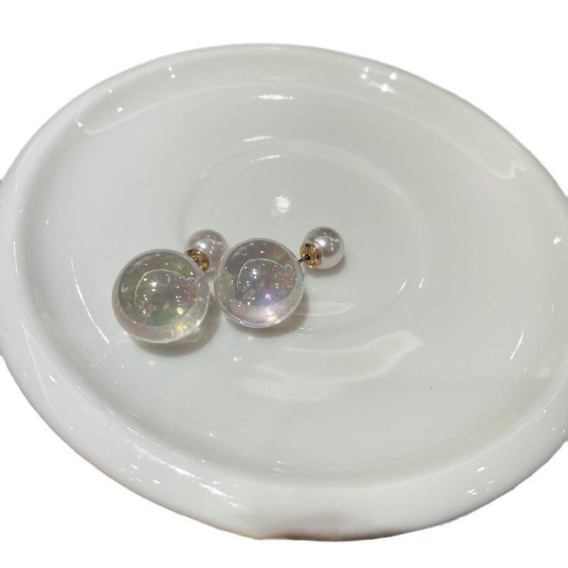 Серьги-гвоздики Dream Colorful Transparent Glass Ball Pearl, женские, нишевые, легкие, роскошные, элегантные, модные, изысканные, универсальные, серьги
