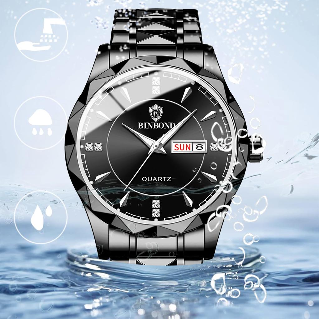 Calendar 3ATM Waterproof Luminous Analog Display Stainless Steel Stylish Pair Watch Pair Watch Quartz Leisure Business Couple Fashion Accessories