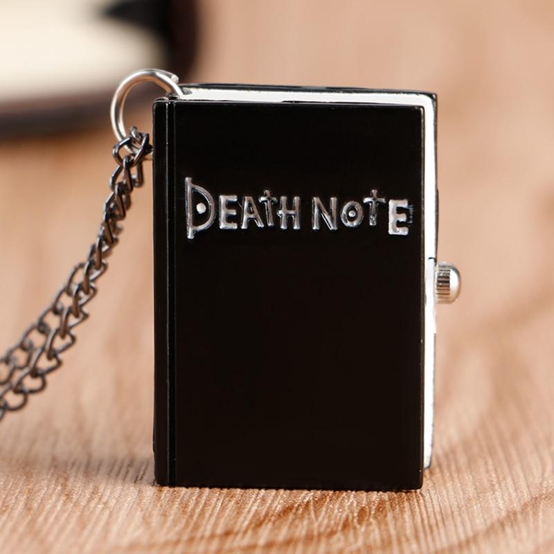 Anime Death Note Shape Black Suqare Quartz Pocket Watch