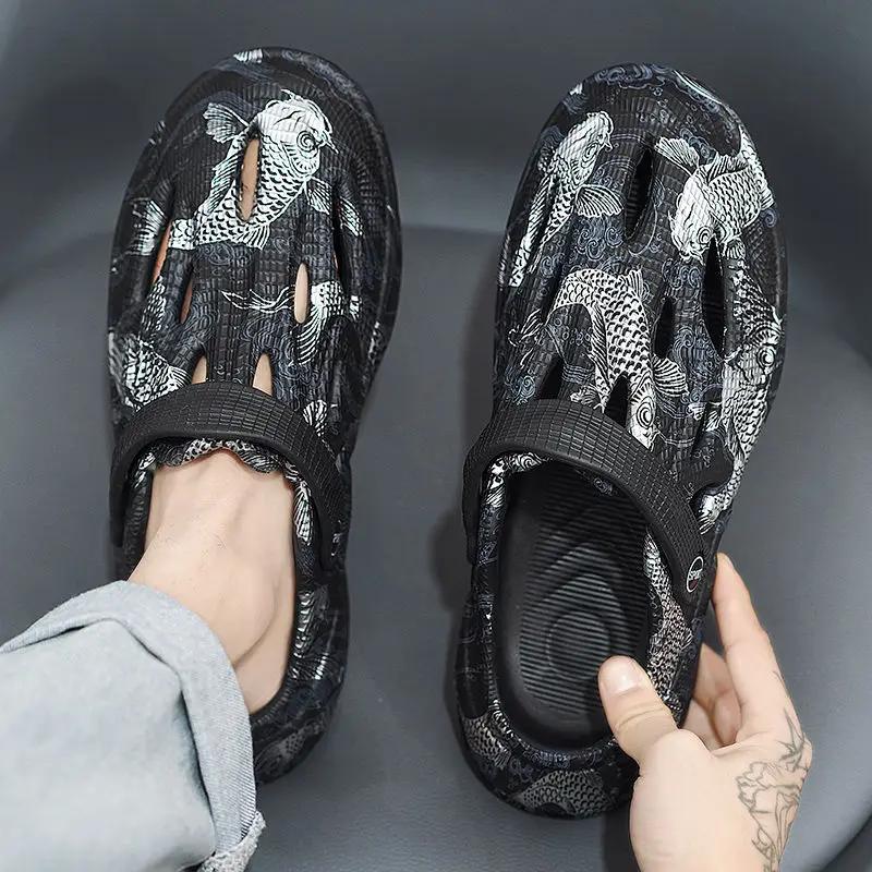 Мужская обувь для улицы, летние пляжные мужские тапочки, высококачественные модные шлепанцы, дешевая обувь, корейский стиль, тренд 2024 года, удобные из ПВХ