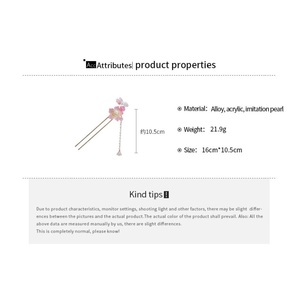 Exquisite Flowers Pearl Tassel Hairpin Fashion Flower Headdress Ancient Style Hair Stick  Hanfu