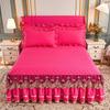 European Solid Color Washed Padded Bed Skirt Four-piece Set Lace Lace Princess Wind Bed Cover Non-slip Fixed Nordic