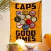 "Bottle Caps Retro Good Times Print" Patterned tapestry home decor, suitable for bedroom and living room, gift