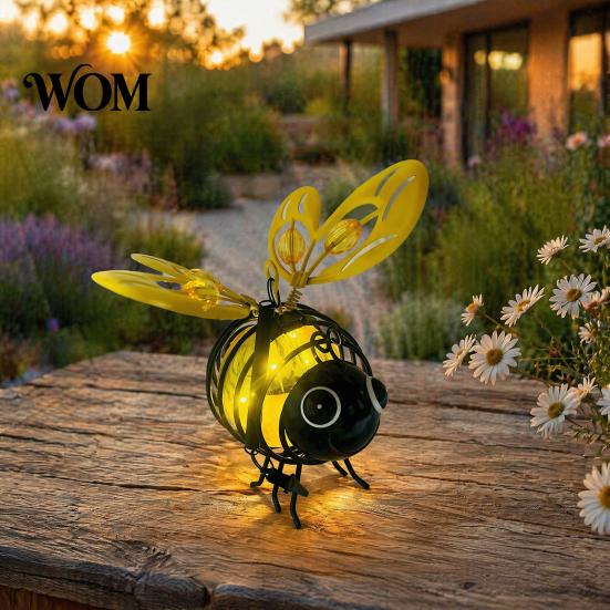 Decorative Solar Bee Fixtures Powered Hanging Lights, Metal Bouncy Spring Ornaments, Garden Lights IP65 Waterproof Fairy for Outdoor Backyard