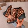 Shoes Female 2024 Hot Sale Ankle Women's Boots Brand Modern Boots Women Leopard Round Toe Wedges Side Zip Plus Size Shoes Women