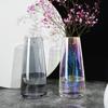 Modern Nordic Glass Vase: Transparent Electroplated Flower Pot for Dining Table & Model Room Decor