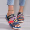 Женские сандалии большого размера, сандалии и тапочки на толстой подошве в этническом стиле с цветами в стиле тотем