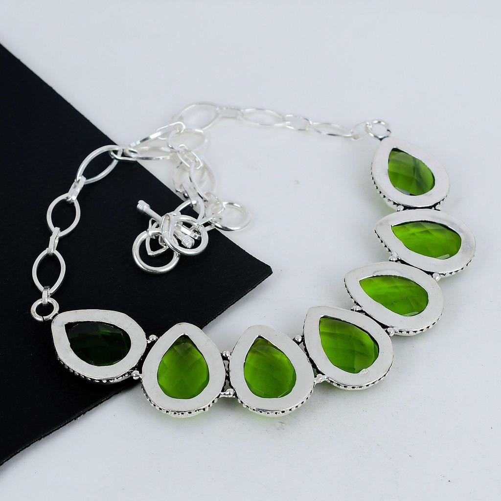 Изящное ожерелье из серебра 925 пробы с драгоценными камнями перидот, серебряное ожерелье с перидотом для жены, ожерелье унисекс, подарок на Рождество