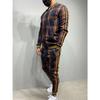 Zipper Set Colorful Plaid Men Casual Autumn Tracksuit Set Male Sweatshirt Pocket Fashion Jackets Men Tracksuit Sets Mens Set