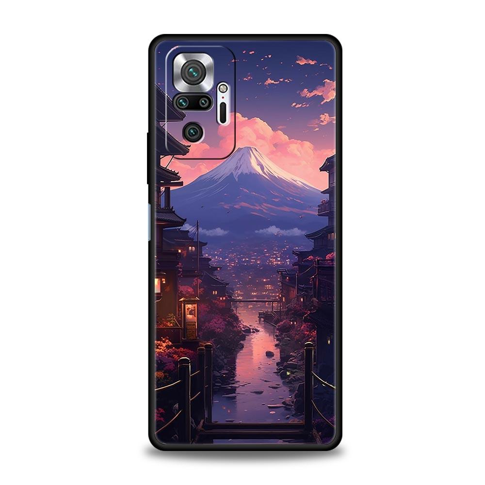 Чехол для телефона Xiaomi Redmi Note 14 13 12 5G 11 10 Pro Plus 4G 9S 9 14C 13C 12C 10C 9C 9A Cover Японский аниме пейзаж Арт