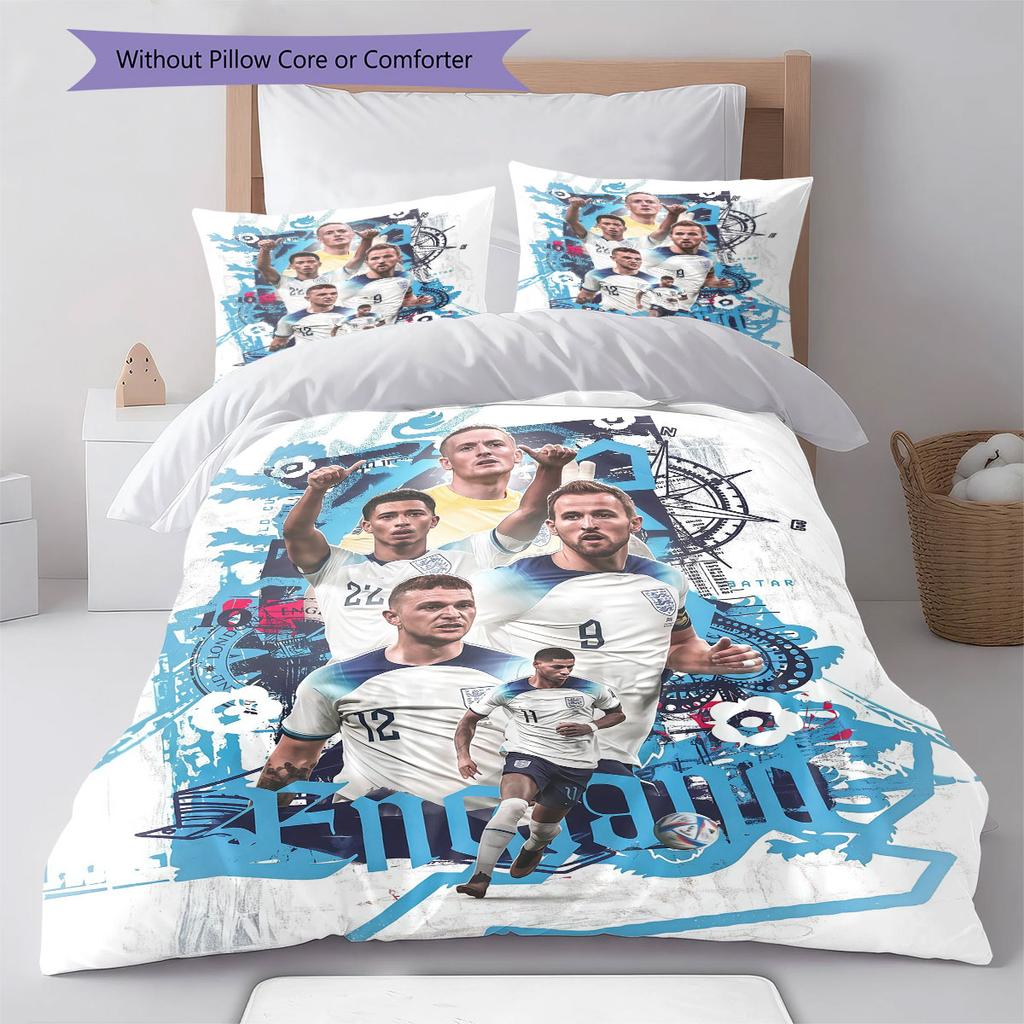 England National Football Team Pattern Bedding,Quilt Set Quilt Cover Pillowcase Home Birthday Gift(1 * duvet cover + 2 * pillowcase, without core)