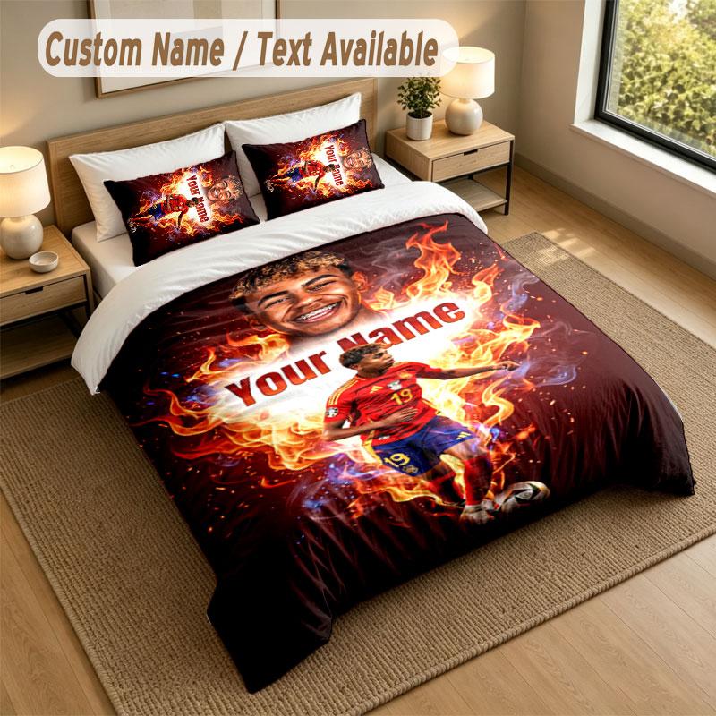 Bedding Set 1 Duvet Cover 2 Pillowcases Lamine Yamal Print Soft Bed Linen Bedroom Decor