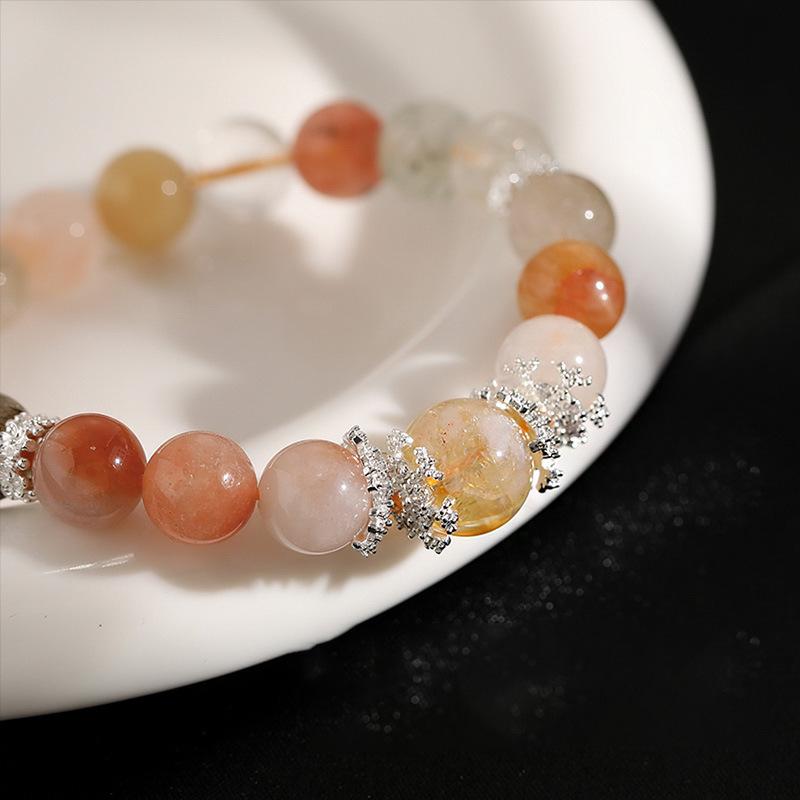 Браслет из натурального камня, красного клея, цвета цветка, с бусинами из хрусталя для волос, роскошный, изысканный браслет, простые нишевые универсальные украшения