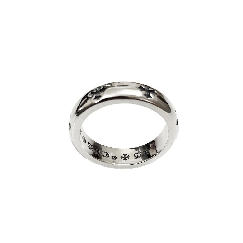 925 Silver Croissant Cross Ring: Unisex Minimalist Hip Hop Style