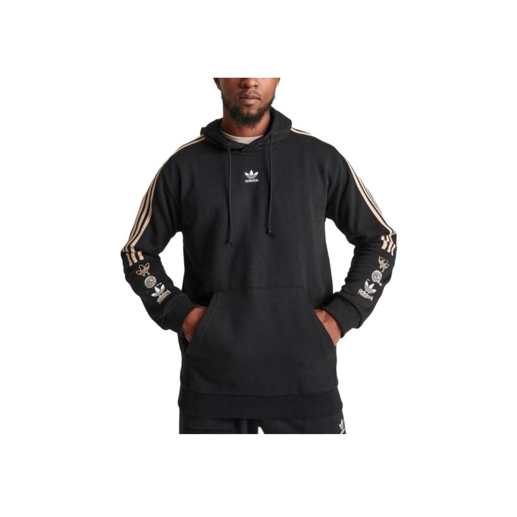 Adidas Мужская толстовка с капюшоном Originals с длинным рукавом и полосками, черная IS2579