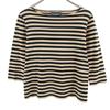Border Pattern 7 Minutes Sleeve Boat Neck T-shirt XS Beige Women Used