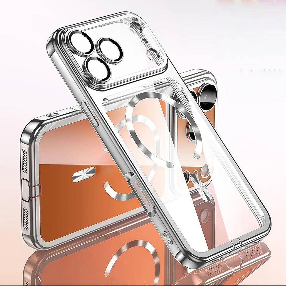 Магнитный чехол с покрытием для iPhone 17 16 1 14 13 Pro Max 17Pro 17 Для чехлов с защитой объектива Прозрачная крышка