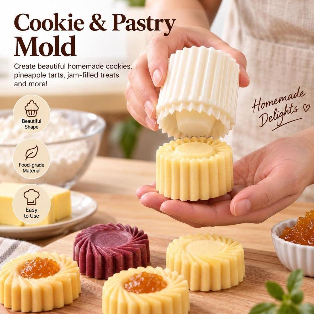 Non-Stick Hand Press Mooncake Mold Double‑Sided DIY Pastry Stamp Cookie Pastry Mold Gift Making
