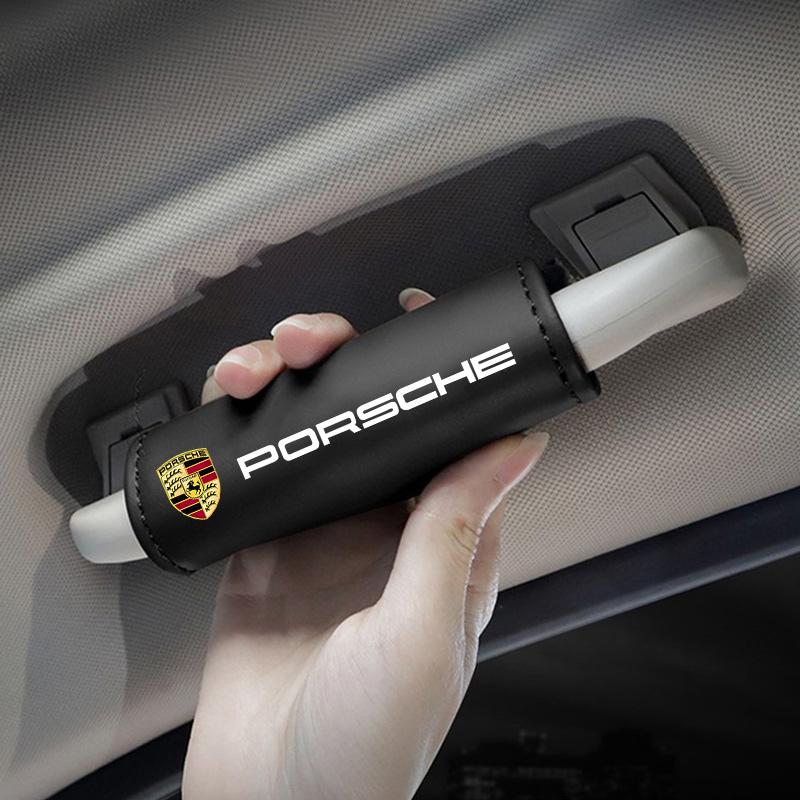 AFUHD1 2Pcs Car Roof Armrest Pull Cover Handle Gloves Protector For Porsche Cayenne Panamera Macan 911 718 Taycan Boxster Cayman 918