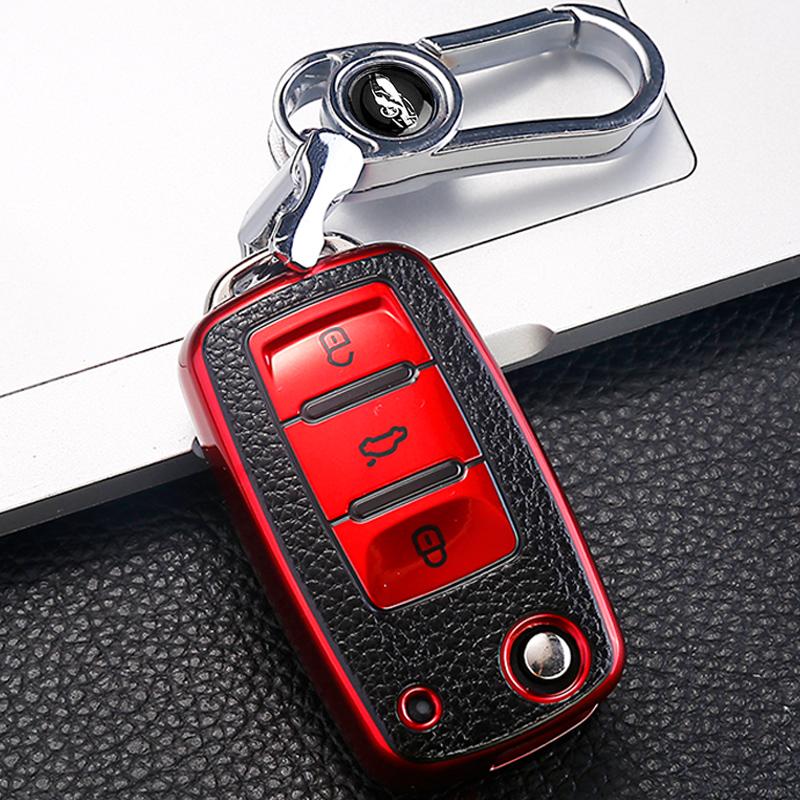Кожаный чехол для дистанционного ключа автомобиля, брелок для VW Volkswagen Polo Tiguan Passat Golf MK Jetta Skoda Kodiaq Superb Octavia Seat