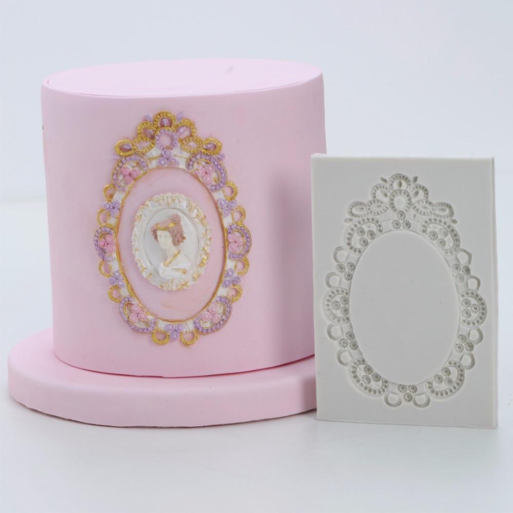 Силиконовая форма, винтажная зеркальная рамка, форма для украшения торта, помадка, формы для выпечки, кухонные инструменты для выпечки