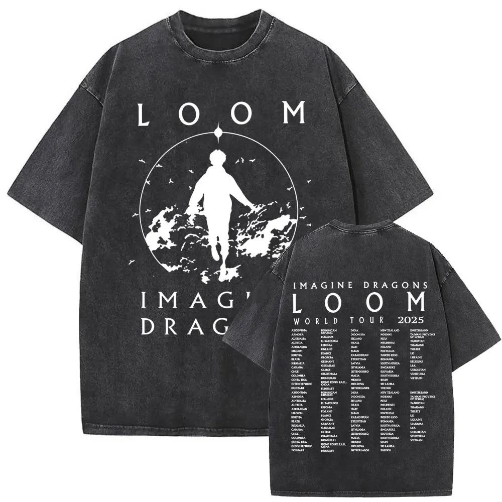 Рок-группа Imagine Dragons Loom Мировой тур 2026 Стирка Винтажная Футболка Мужская Женская Готическая Оверсайз Футболки Унисекс Повседневная Футболка