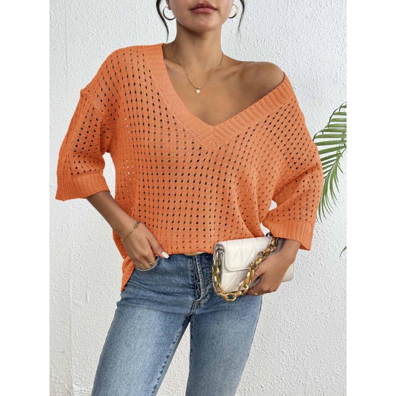Женский повседневный топ с V-образным вырезом и рукавом пять четвертей