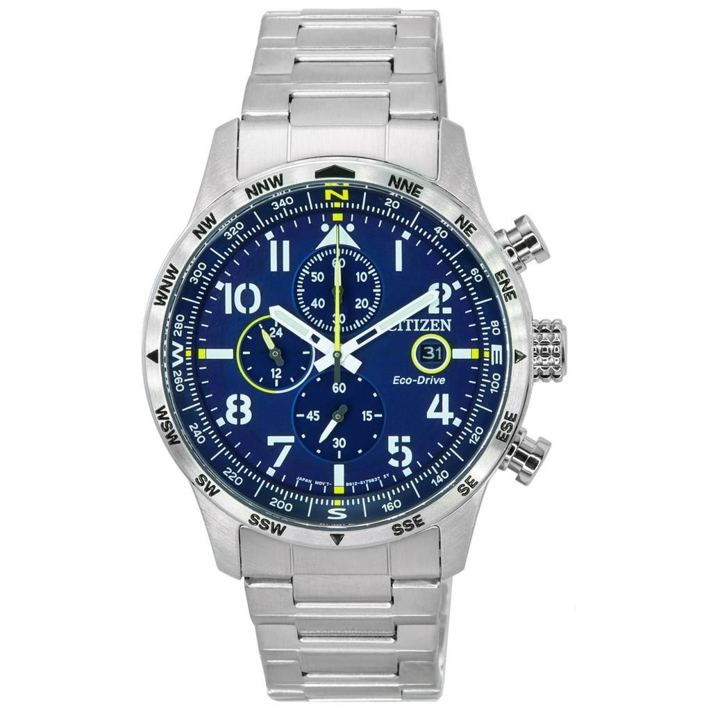 Citizen Pilot Stainless Steel Blue Dial Chronograph Eco-Drive CA0790-83L 100M Mens Watch