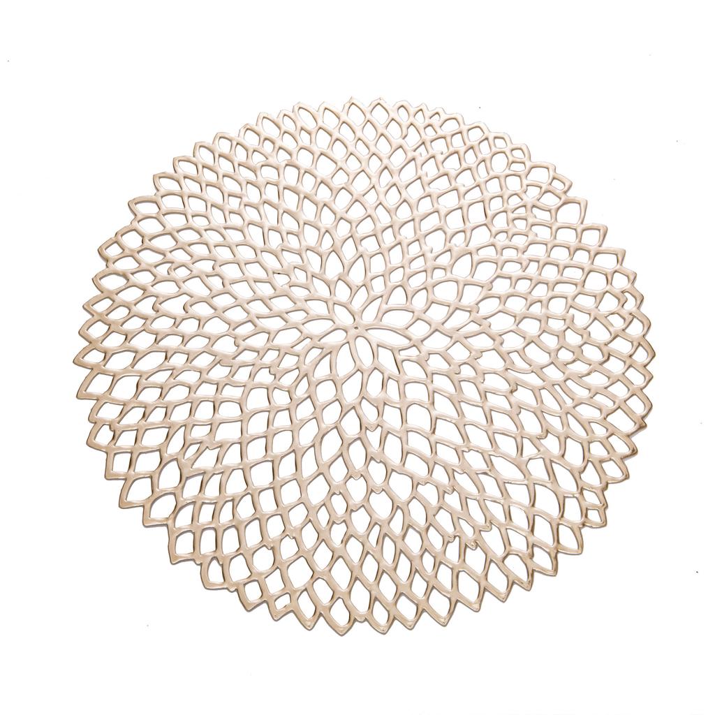 Simple Mesh Flower Placemat European Style  Gold PVC Hollow Coffee Dining Table Decorative Mat Steak Tray Mat Coaster
