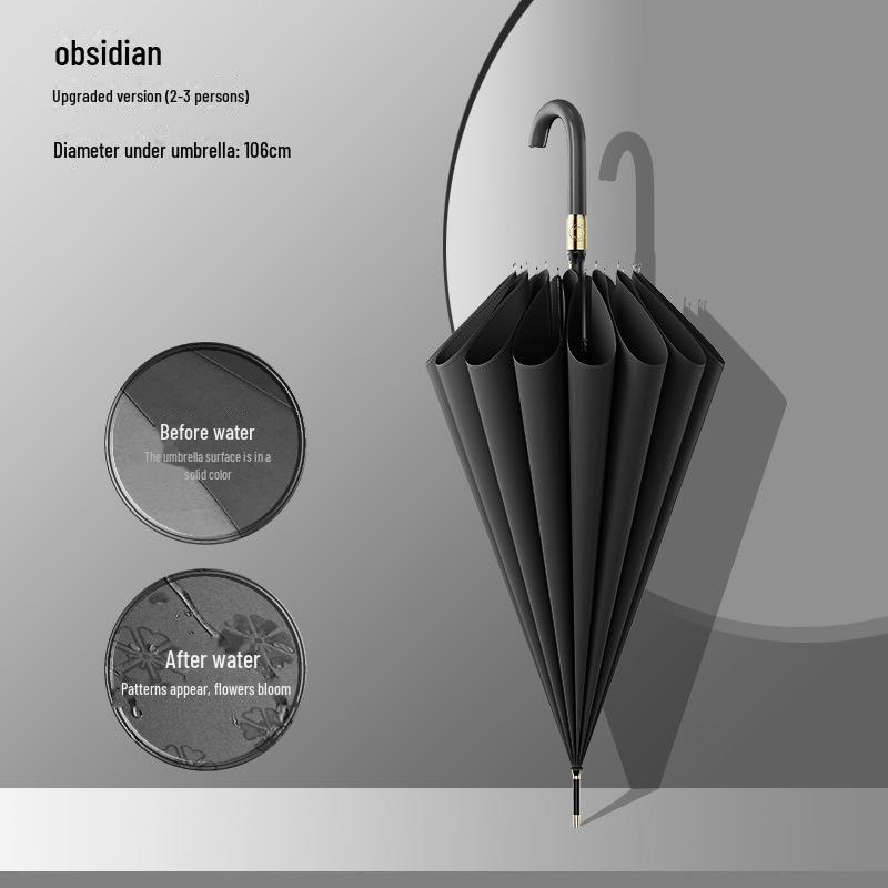 Водонепроницаемый автоматический зонт большого размера с 16 спицами и изогнутой ручкой для мужчин и женщин
