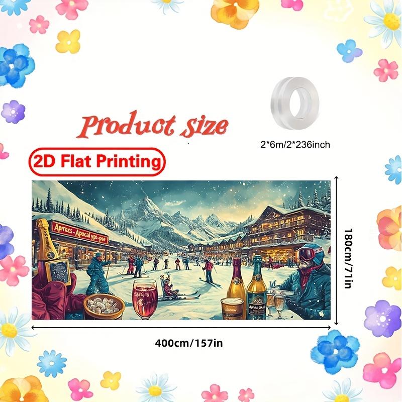 2D plane, 1 piece of 2D large polyester garage door banner - Winter Skiing Theme Design PartyXY