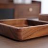 Natural Wooden Fruit Tray with Serving Plate for Kitchen Room Dining Table - Black Walnut Snack Bowl for Nuts Candy  Dessert