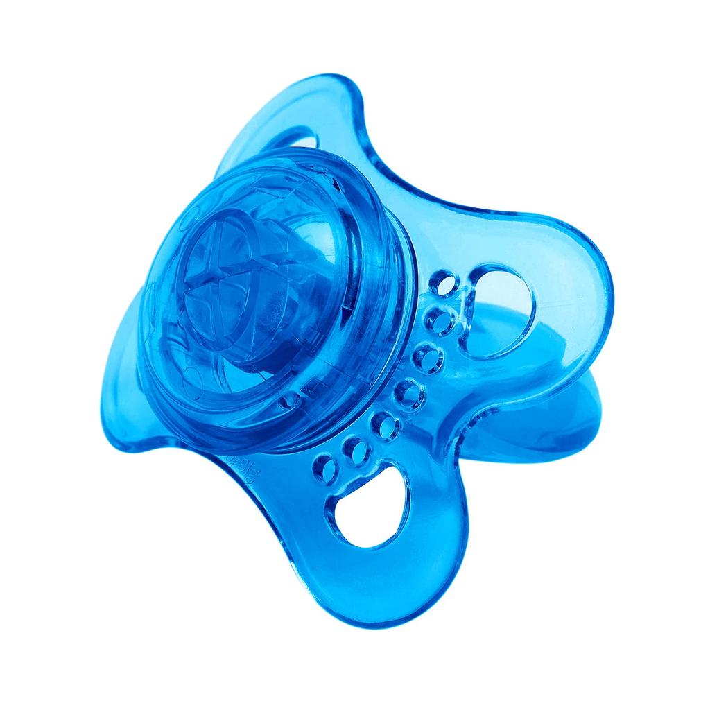 LittleForBig Adult Pacifiers, New 3rd Generation [Clear Candy Color] with Lids, Set of 2, Blue and Purple