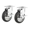 General-Purpose Casters, 150mm Diameter, Set of 2 (with Free Stoppers), Rubber, CST-150ER-FRST2
