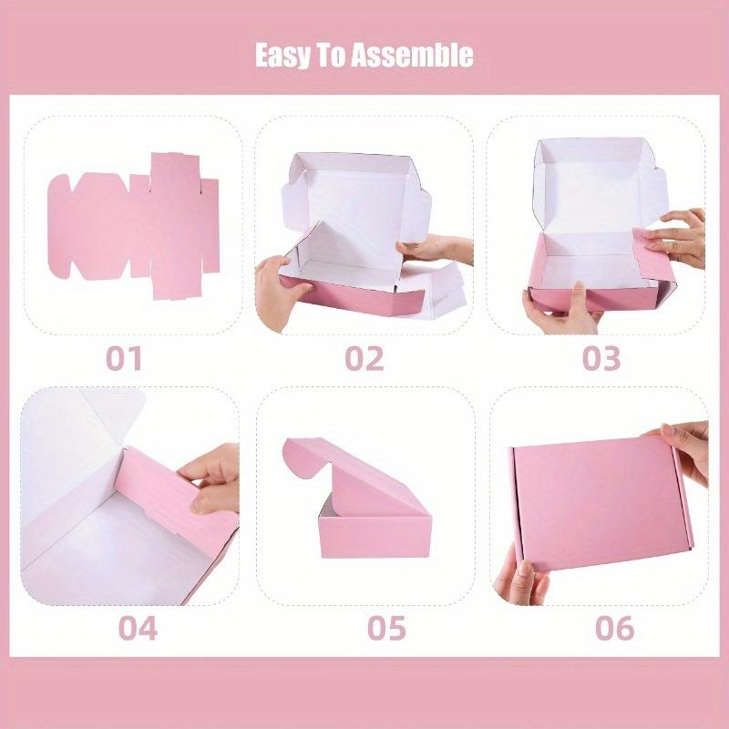 10 Pcs Pink Shipping Boxes, Pink Corrugated Cardboard Mailer Boxes Bulk for Packaging Small Business Mailing Gif