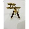 Nautical Brass Double Barrel Telescope With Wooden Tripod Stand - Vintage Navy Ship Telescope - Marine Spy Glass Telescope