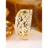 Light luxury, vintage-style, hollow-patterned, wide-band gold ring Micro-paved zirconia ring with a court-style carved design