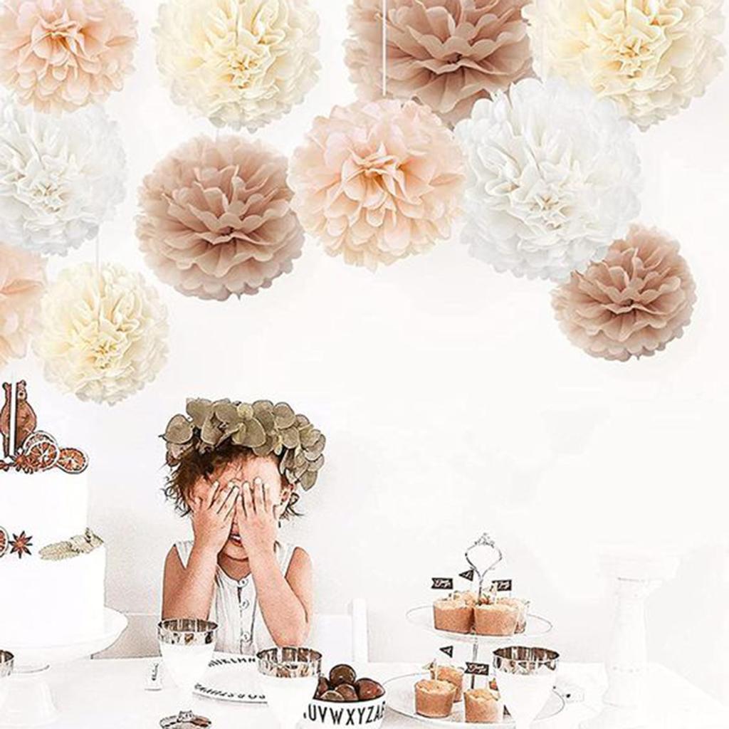 8pcs Wedding Decorative Paper Pompoms Pom Poms Flower Balls Party Home Decor Tissue Birthday Christmas DIY Decoration
