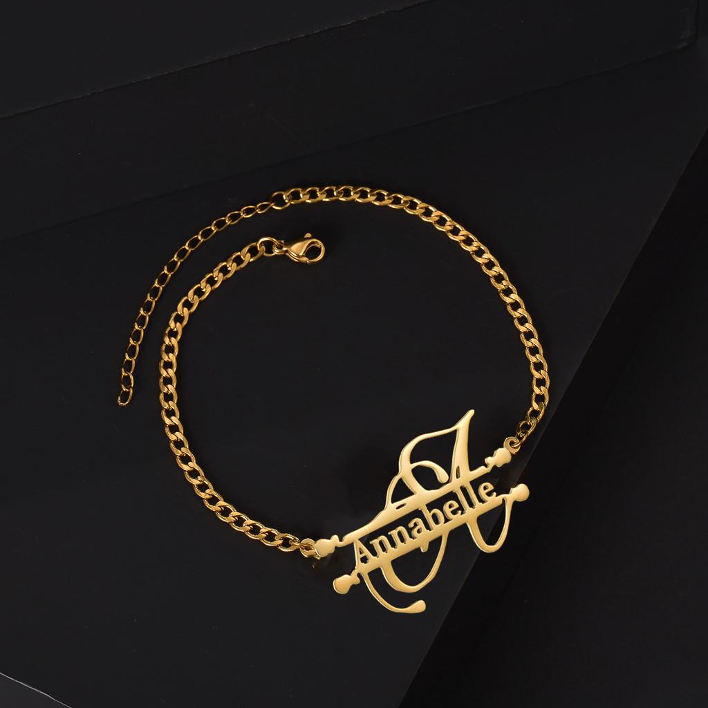 Atoztide Personalized Custom Name Bracelet Earring Necklace Jewelry Set Big Pendant Stainless Steel For Women Men Birthday Gift