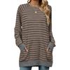 2024 Autumn And Winter New Striped Contrasting Round Neck Long Sleeved Pocket Hoodie T-Shirt For Women