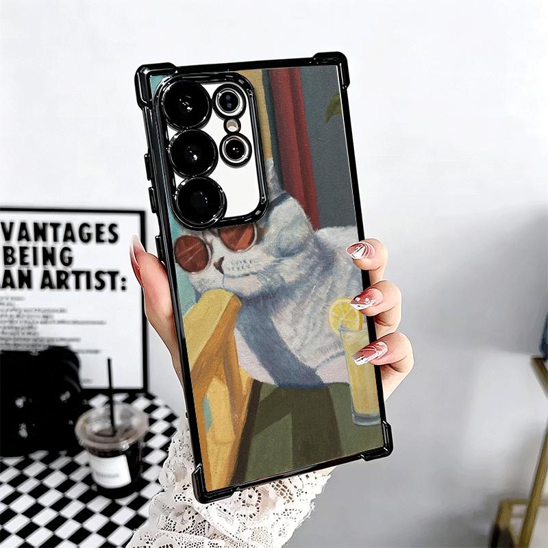 Смешные Кошки Модный Стиль Покрытие Чехол Для Телефона Для Samsung Galaxy S24 S25 FE S26 Edge S23 Ultra S22 S21 Plus S20 Защита От Падения Подушка Безопасности