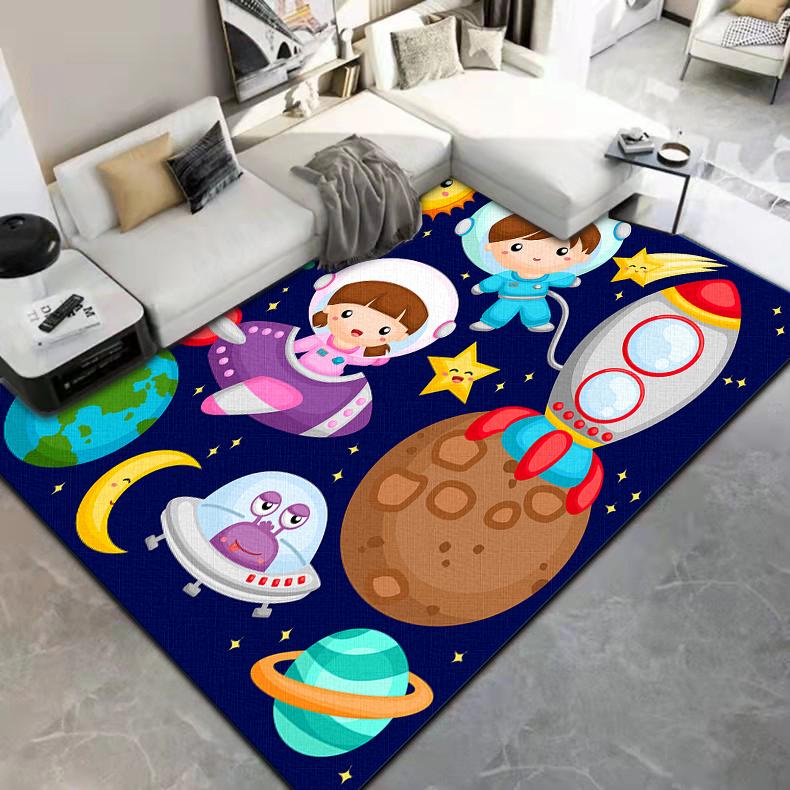 Cartoon Astronaut Carpet Camping Cushion Floor Mat Living Room Game Area Rug Floor Mat Children's Room Play Aera Mat Kawaii Rug