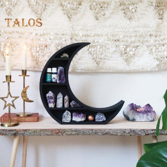 Деревянная полка для демонстрации луны, настенная полка для коллекционирования, настенная полка в виде полумесяца для кристаллов, драгоценных камней, свечей, предметов коллекционирования