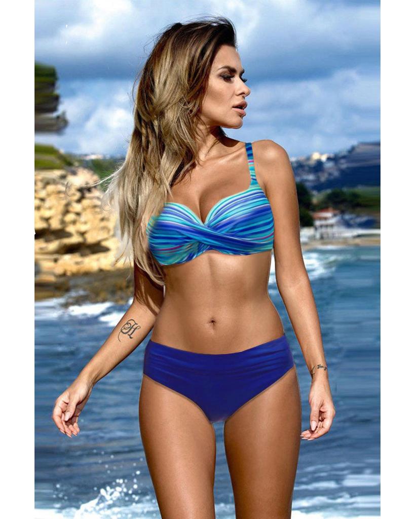 Azura Exchange Полосатый комплект бикини с перекрученным бюстом